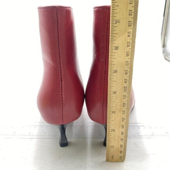 miss left Womens Basic Kitten Heeled Ankle Boot Closed Pointed Toe Low Heel Red - Picture 5 of 8